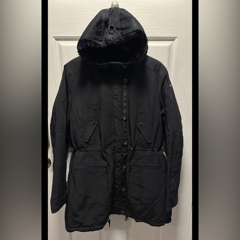Marc New York by Andrew Marc Women's Faux Fur Lined/Hooded Heavy Coat Black XXL